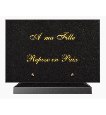 PLAQUE FUNÉRAIRE GRANIT NOIR MARLIN 20x30 SUR SOCLE ref 1-TFcg02