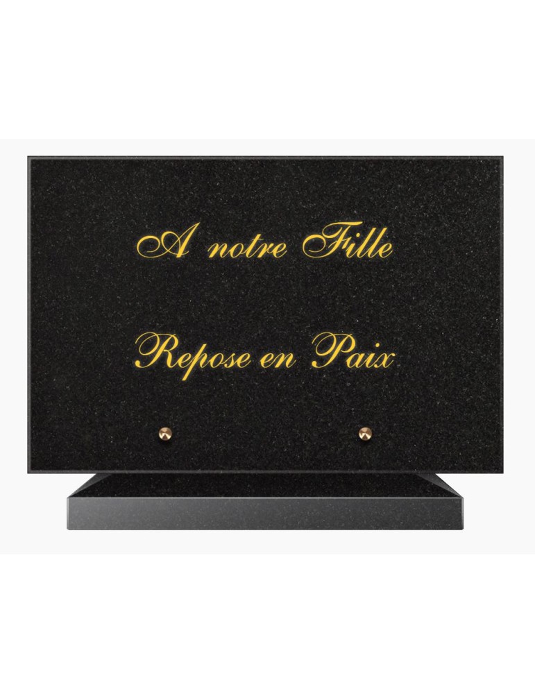 PLAQUE FUNÉRAIRE GRANIT NOIR MARLIN 20x30 SUR SOCLE TF5002-01