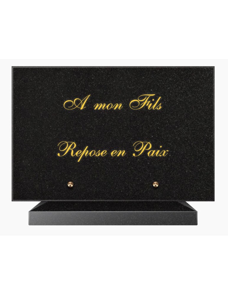 PLAQUE FUNÉRAIRE GRANIT NOIR MARLIN 20x30 SUR SOCLE TF5003-01