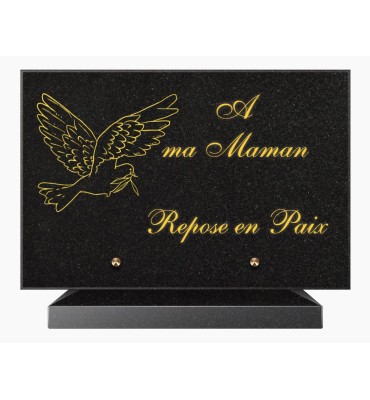 PLAQUE FUNÉRAIRE GRANIT NOIR MARLIN 20x30 SUR SOCLE TF5005-02