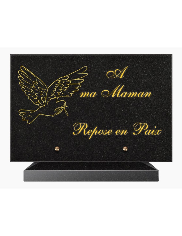 PLAQUE FUNÉRAIRE GRANIT NOIR MARLIN 20x30 SUR SOCLE TF5005-02