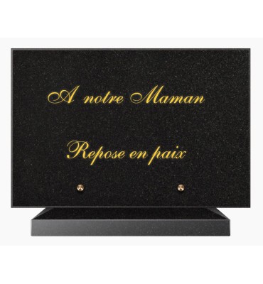 PLAQUE FUNÉRAIRE GRANIT NOIR MARLIN 20x30 SUR SOCLE TF5006-01