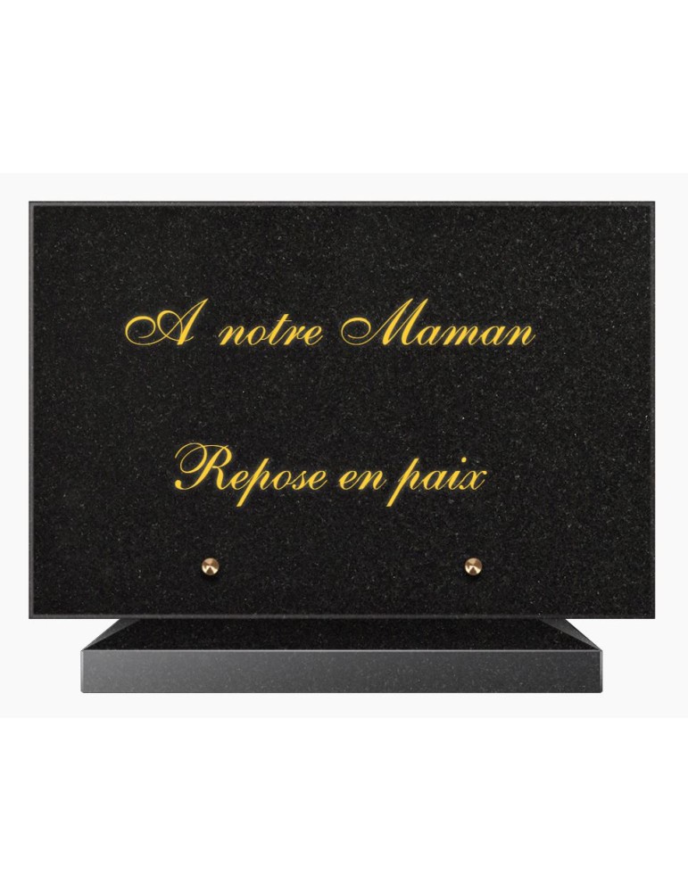 PLAQUE FUNÉRAIRE GRANIT NOIR MARLIN 20x30 SUR SOCLE TF5006-01