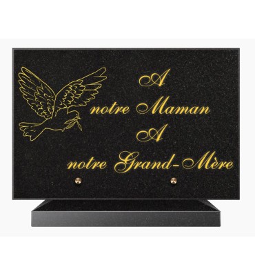 PLAQUE FUNÉRAIRE GRANIT NOIR MARLIN 20x30 SUR SOCLE TF5006B-02