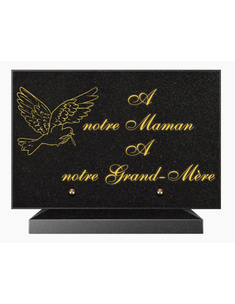 PLAQUE FUNÉRAIRE GRANIT NOIR MARLIN 20x30 SUR SOCLE TF5006B-02