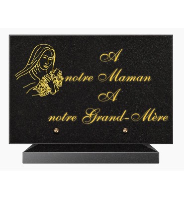 PLAQUE FUNÉRAIRE GRANIT NOIR MARLIN 20x30 SUR SOCLE TF5006B-03