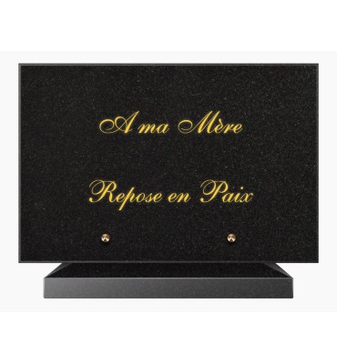 PLAQUE FUNÉRAIRE GRANIT NOIR MARLIN 20x30 SUR SOCLE TF5007-01