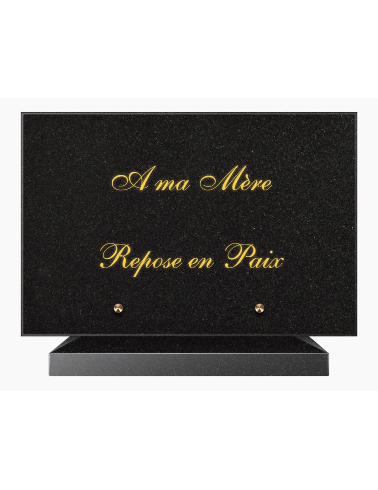 PLAQUE FUNÉRAIRE GRANIT NOIR MARLIN 20x30 SUR SOCLE TF5007-01