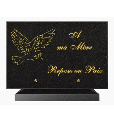 PLAQUE FUNÉRAIRE GRANIT NOIR MARLIN 20x30 SUR SOCLE TF5007-02