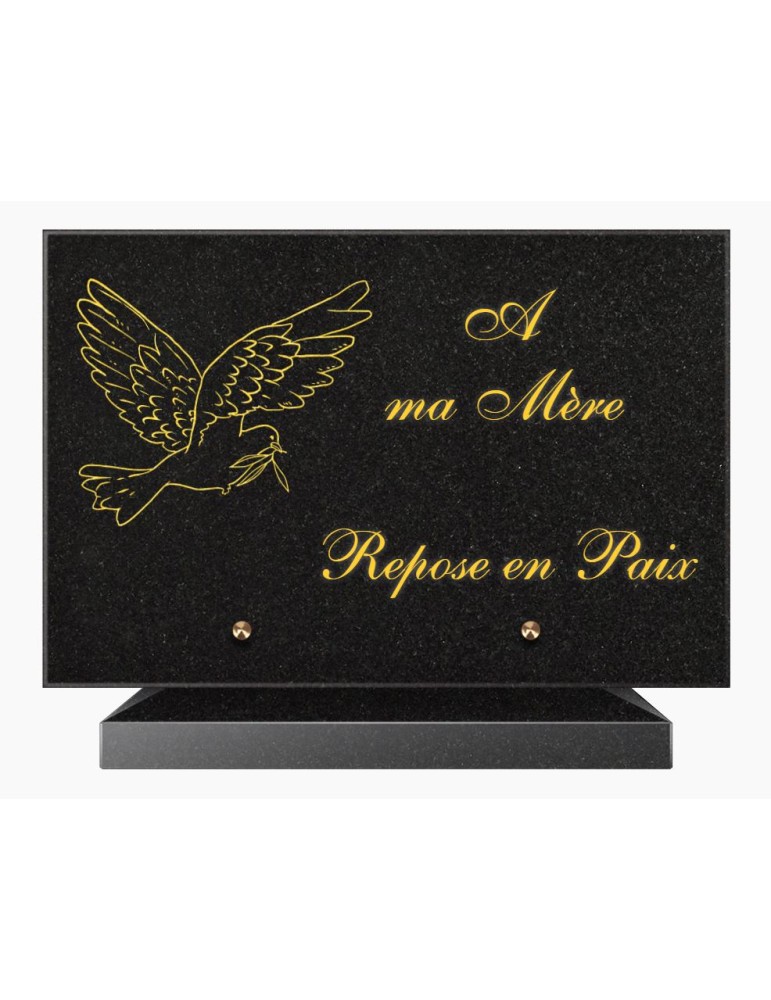 PLAQUE FUNÉRAIRE GRANIT NOIR MARLIN 20x30 SUR SOCLE TF5007-02