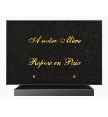 PLAQUE FUNÉRAIRE GRANIT NOIR MARLIN 20x30 SUR SOCLE TF5008-01