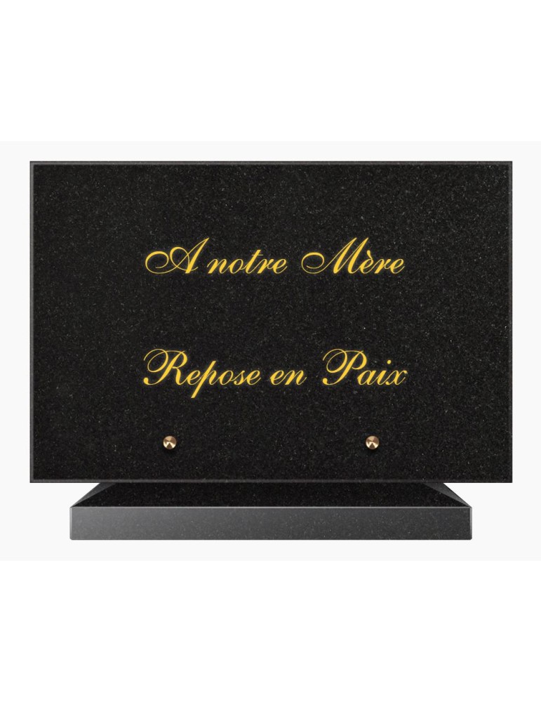 PLAQUE FUNÉRAIRE GRANIT NOIR MARLIN 20x30 SUR SOCLE TF5008-01