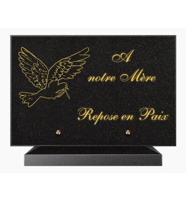 PLAQUE FUNÉRAIRE GRANIT NOIR MARLIN 20x30 SUR SOCLE TF5008-02