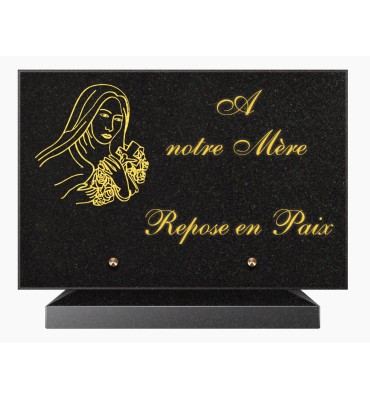 PLAQUE FUNÉRAIRE GRANIT NOIR MARLIN 20x30 SUR SOCLE TF5008-03