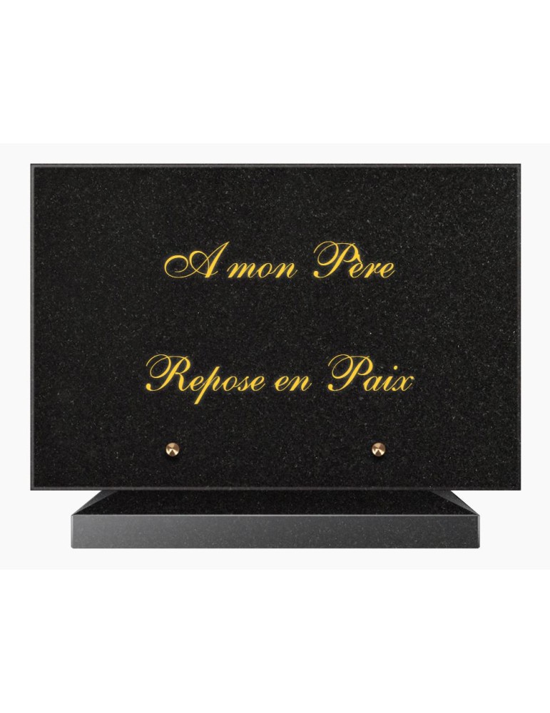 PLAQUE FUNÉRAIRE GRANIT NOIR MARLIN 20x30 SUR SOCLE TF5009-01