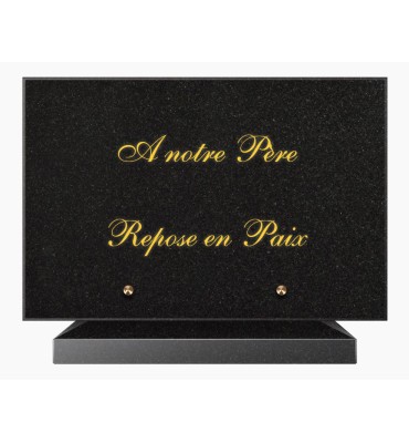 PLAQUE FUNÉRAIRE GRANIT NOIR MARLIN 20x30 SUR SOCLE TF5010-01