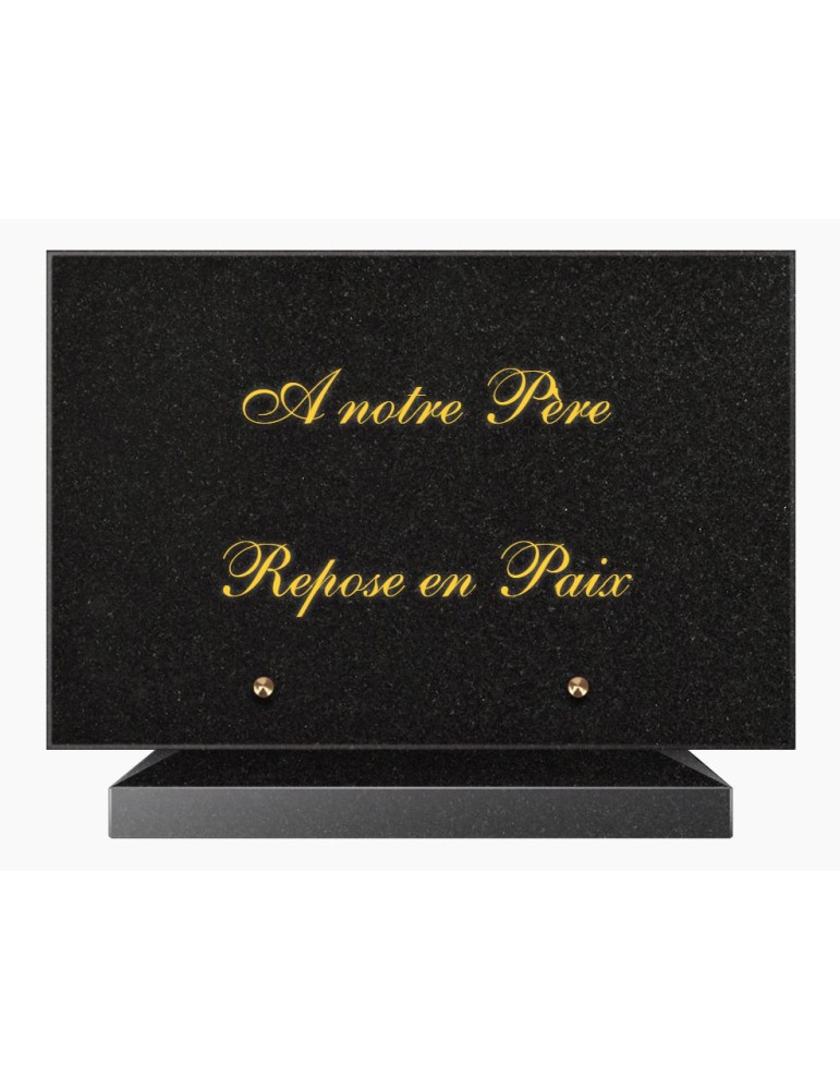 PLAQUE FUNÉRAIRE GRANIT NOIR MARLIN 20x30 SUR SOCLE TF5010-01