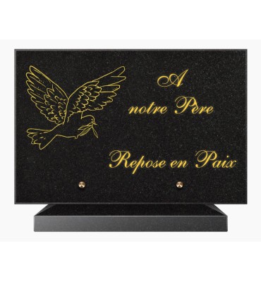 PLAQUE FUNÉRAIRE GRANIT NOIR MARLIN 20x30 SUR SOCLE TF5010-02