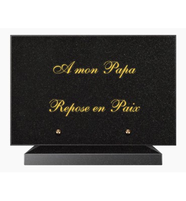 PLAQUE FUNÉRAIRE GRANIT NOIR MARLIN 20x30 SUR SOCLE TF5010B-01