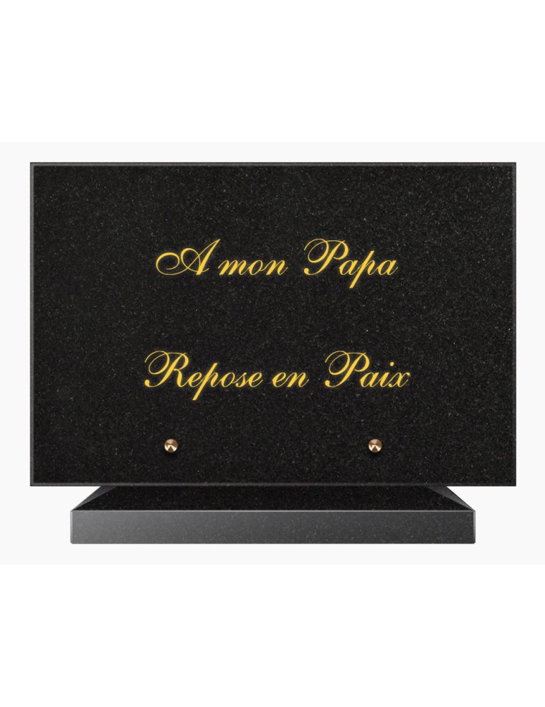 PLAQUE FUNÉRAIRE GRANIT NOIR MARLIN 20x30 SUR SOCLE TF5010B-01