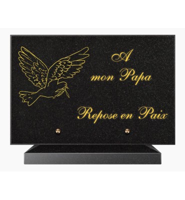 PLAQUE FUNÉRAIRE GRANIT NOIR MARLIN 20x30 SUR SOCLE TF5010B-02