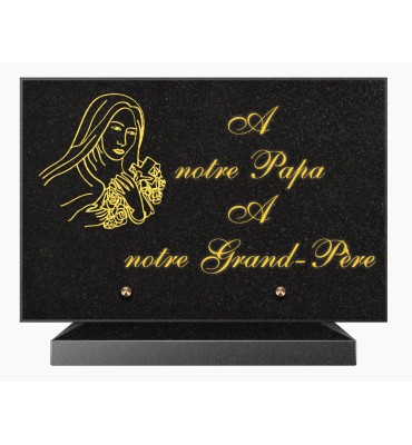 PLAQUE FUNÉRAIRE GRANIT NOIR MARLIN 20x30 SUR SOCLE TF5010Q-03