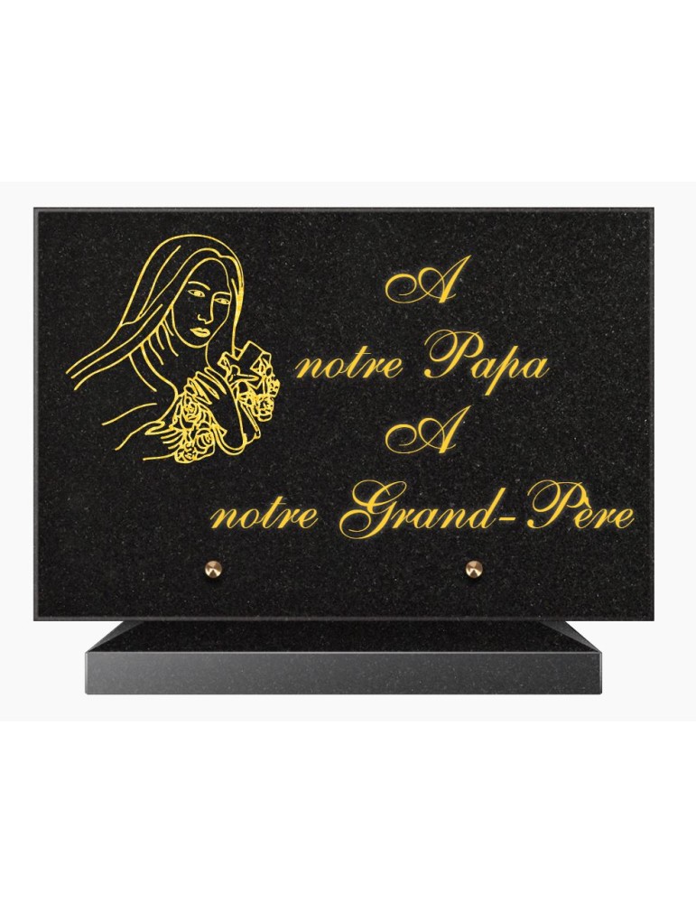 PLAQUE FUNÉRAIRE GRANIT NOIR MARLIN 20x30 SUR SOCLE TF5010Q-03