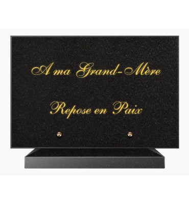 PLAQUE FUNÉRAIRE GRANIT NOIR MARLIN 20x30 SUR SOCLE TF5011-01