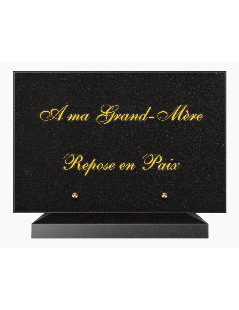 PLAQUE FUNÉRAIRE GRANIT NOIR MARLIN 20x30 SUR SOCLE TF5011-01