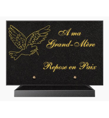 PLAQUE FUNÉRAIRE GRANIT NOIR MARLIN 20x30 SUR SOCLE TF5011-02