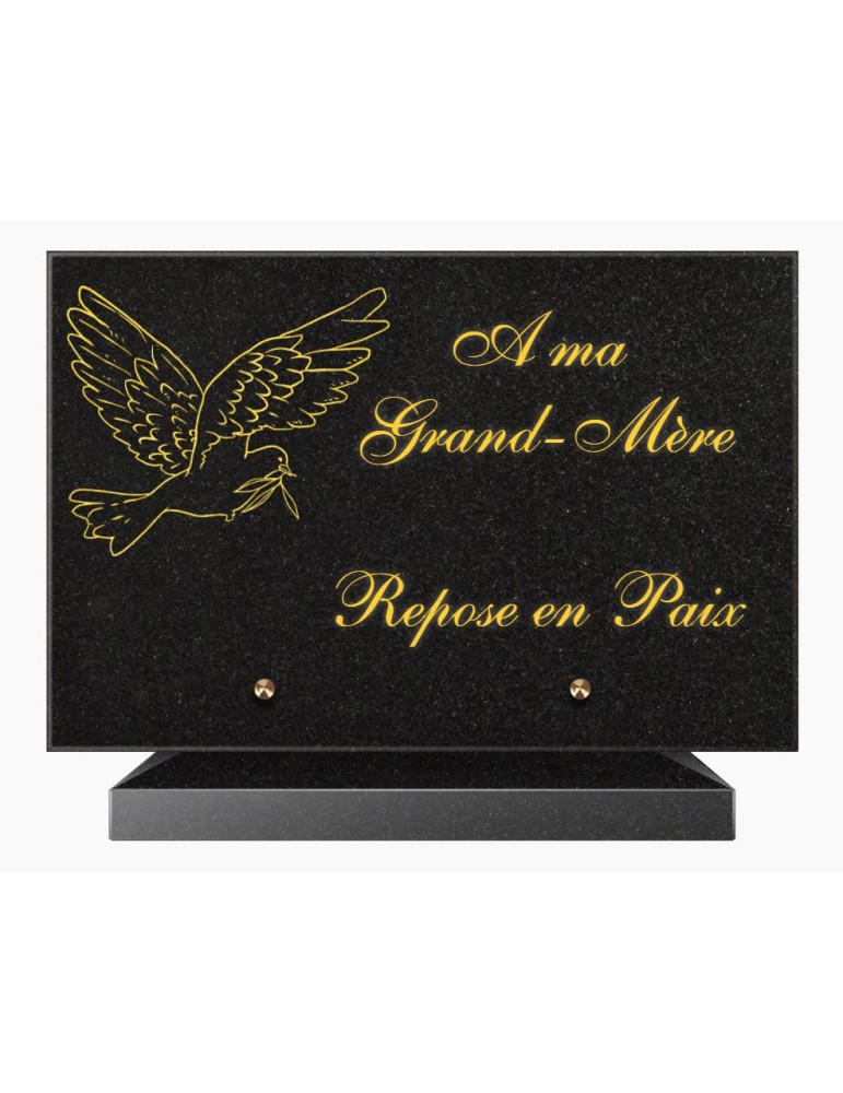 PLAQUE FUNÉRAIRE GRANIT NOIR MARLIN 20x30 SUR SOCLE TF5011-02