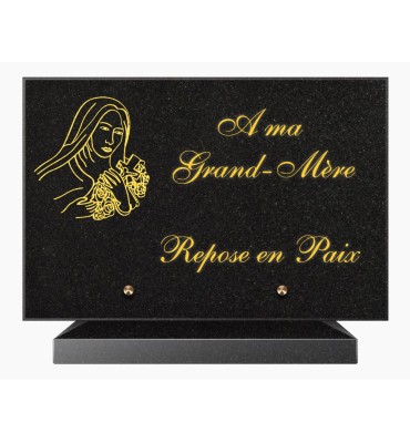 PLAQUE FUNÉRAIRE GRANIT NOIR MARLIN 20x30 SUR SOCLE TF5011-03