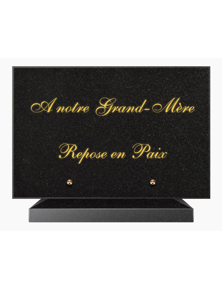 PLAQUE FUNÉRAIRE GRANIT NOIR MARLIN 20x30 SUR SOCLE TF5012-01