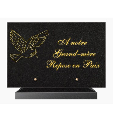 PLAQUE FUNÉRAIRE GRANIT NOIR MARLIN 20x30 SUR SOCLE TF5012-02