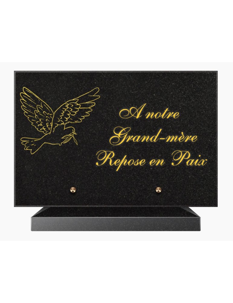 PLAQUE FUNÉRAIRE GRANIT NOIR MARLIN 20x30 SUR SOCLE TF5012-02