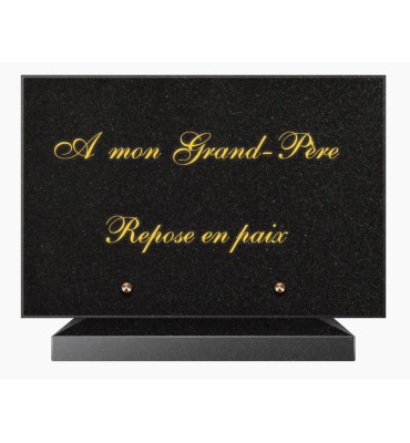 PLAQUE FUNÉRAIRE GRANIT NOIR MARLIN 20x30 SUR SOCLE TF5013-01