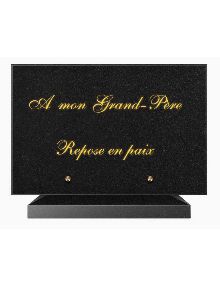 PLAQUE FUNÉRAIRE GRANIT NOIR MARLIN 20x30 SUR SOCLE TF5013-01