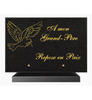 PLAQUE FUNÉRAIRE GRANIT NOIR MARLIN 20x30 SUR SOCLE TF5013-02