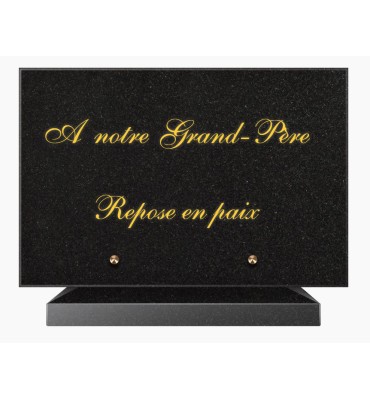 PLAQUE FUNÉRAIRE GRANIT NOIR MARLIN 20x30 SUR SOCLE TF5014-01