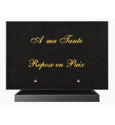 PLAQUE FUNÉRAIRE GRANIT NOIR MARLIN 20x30 SUR SOCLE TF5015-01