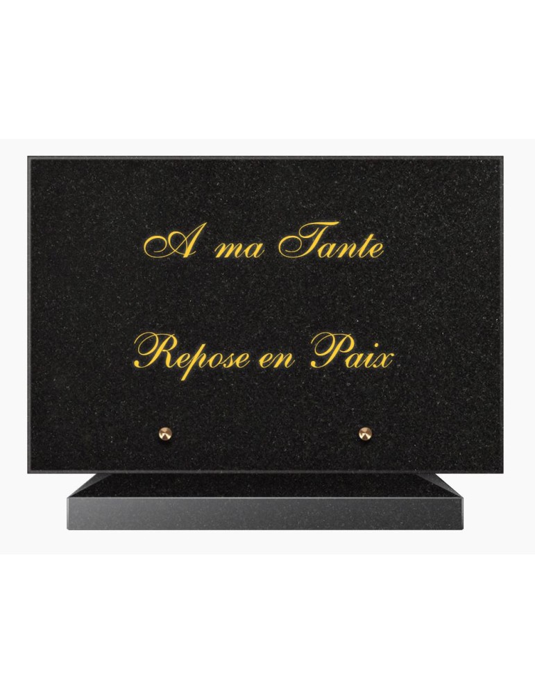 PLAQUE FUNÉRAIRE GRANIT NOIR MARLIN 20x30 SUR SOCLE TF5015-01