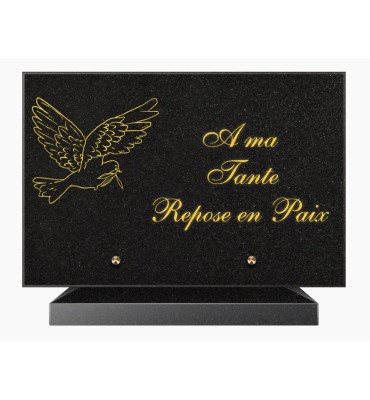 PLAQUE FUNÉRAIRE GRANIT NOIR MARLIN 20x30 SUR SOCLE TF5015-02