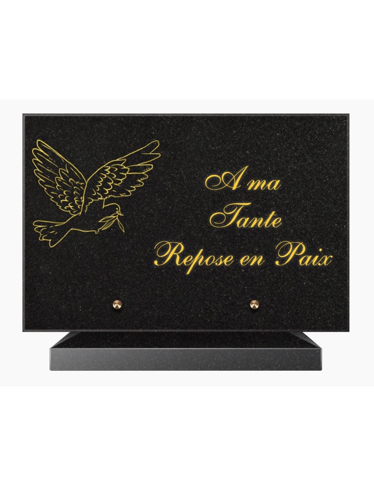 PLAQUE FUNÉRAIRE GRANIT NOIR MARLIN 20x30 SUR SOCLE TF5015-02