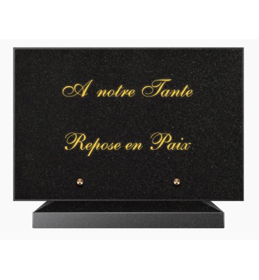 PLAQUE FUNÉRAIRE GRANIT NOIR MARLIN 20x30 SUR SOCLE TF5016-01