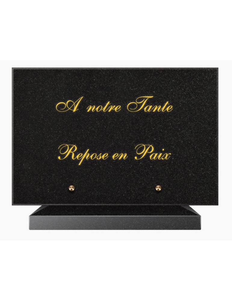 PLAQUE FUNÉRAIRE GRANIT NOIR MARLIN 20x30 SUR SOCLE TF5016-01