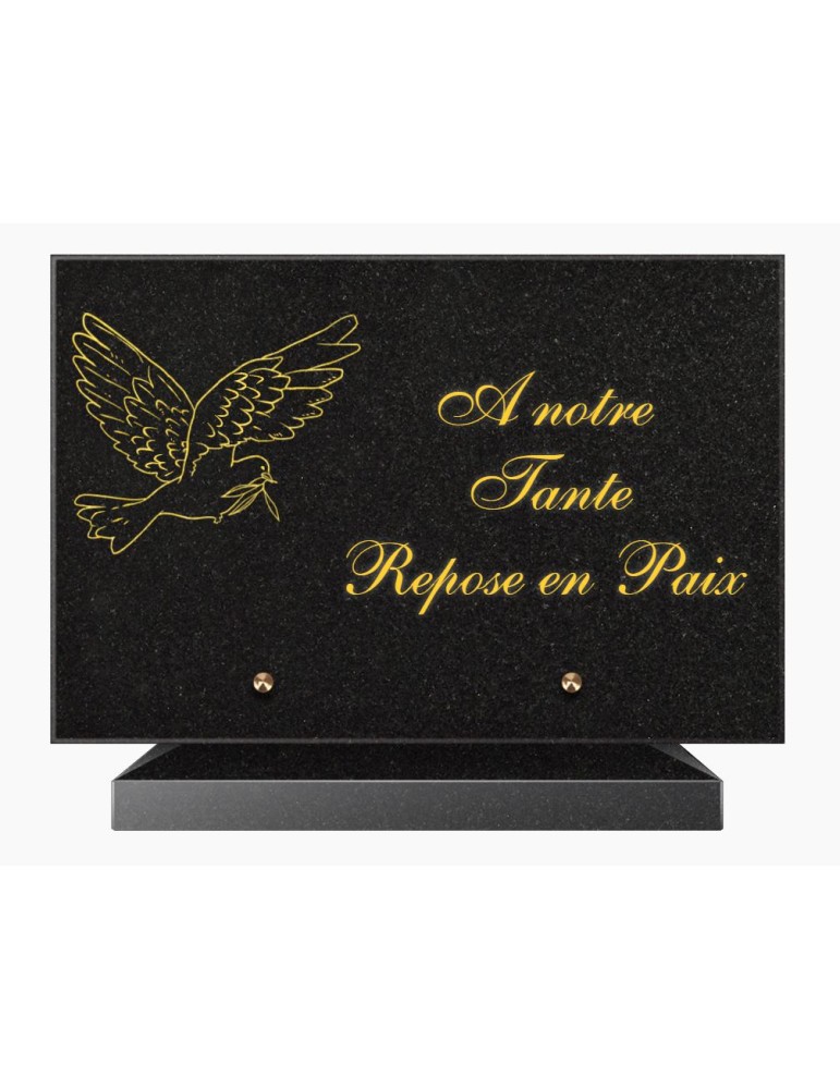 PLAQUE FUNÉRAIRE GRANIT NOIR MARLIN 20x30 SUR SOCLE TF5016-02