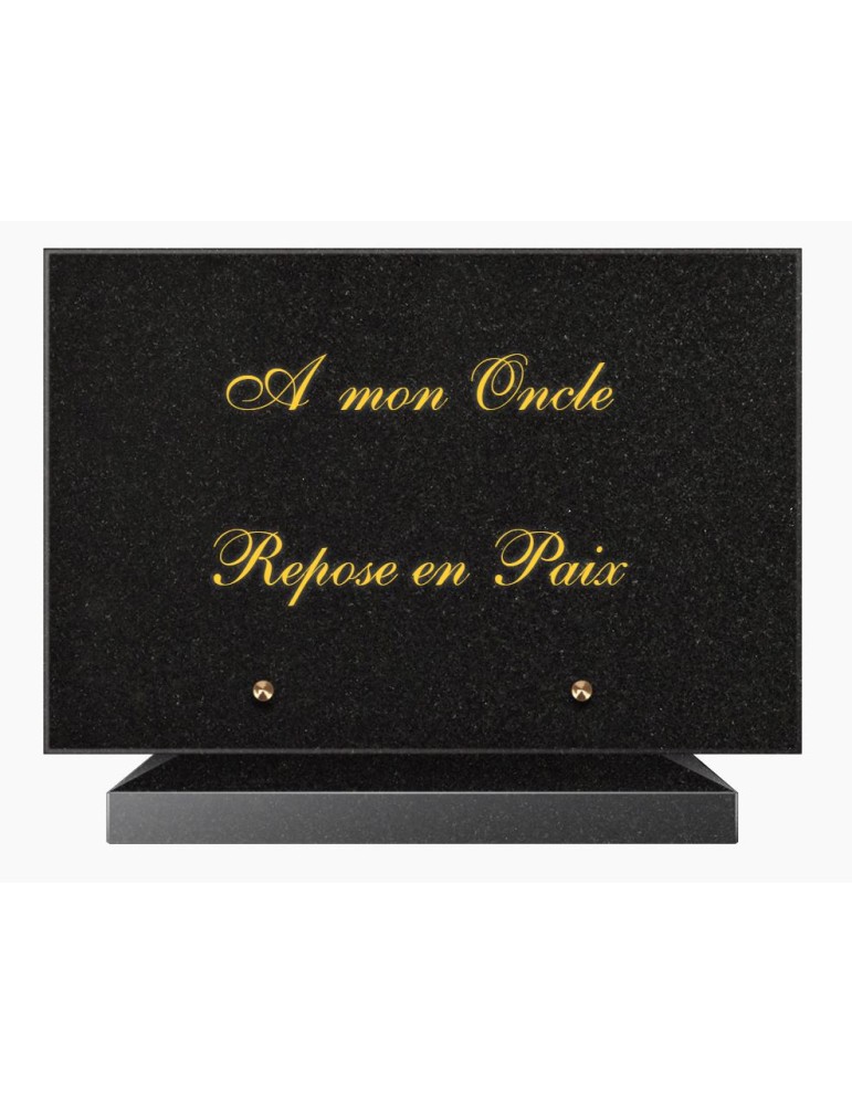 PLAQUE FUNÉRAIRE GRANIT NOIR MARLIN 20x30 SUR SOCLE TF5017-01