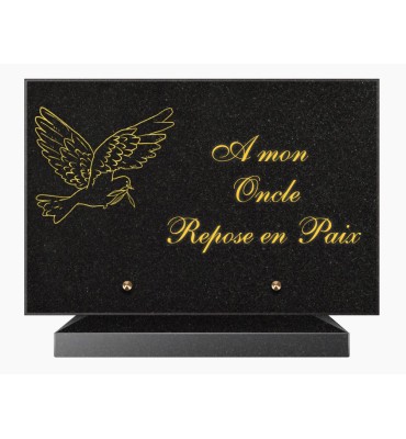 PLAQUE FUNÉRAIRE GRANIT NOIR MARLIN 20x30 SUR SOCLE TF5017-02