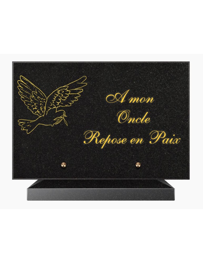 PLAQUE FUNÉRAIRE GRANIT NOIR MARLIN 20x30 SUR SOCLE TF5017-02