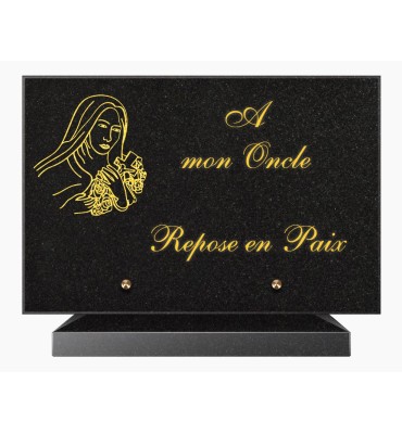 PLAQUE FUNÉRAIRE GRANIT NOIR MARLIN 20x30 SUR SOCLE TF5017-03